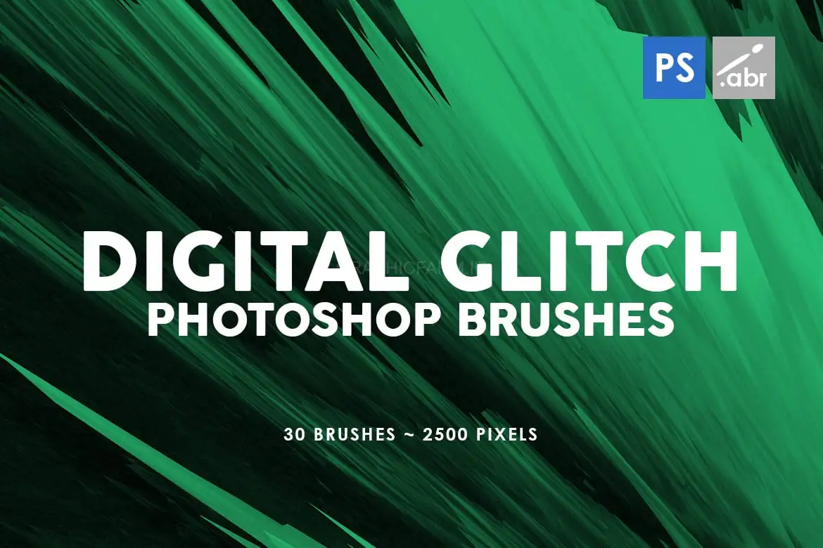 30 Digital Glitch Photoshop Stamp Brushes