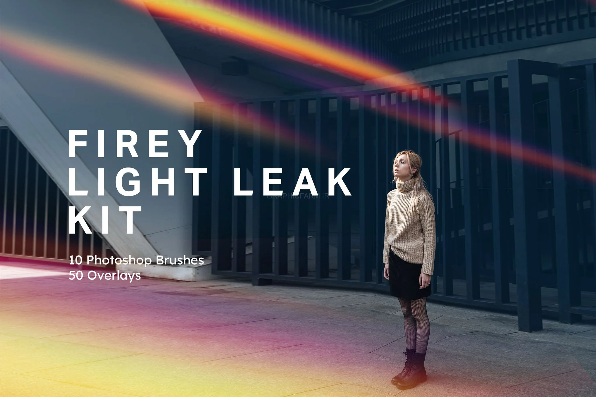 Firey Light Leak Kit - 10 Brushes & 50 Overlays
