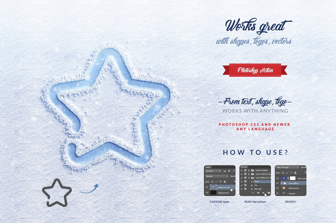 Snow Lettering - Photoshop Action