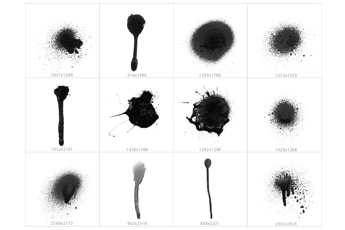 101 Spot&Blob Spray Photoshop Stamp Brushes