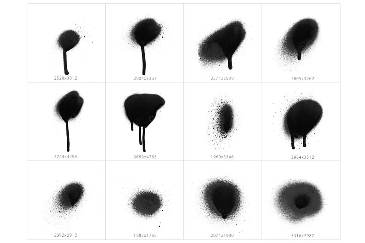 101 Spot&Blob Spray Photoshop Stamp Brushes