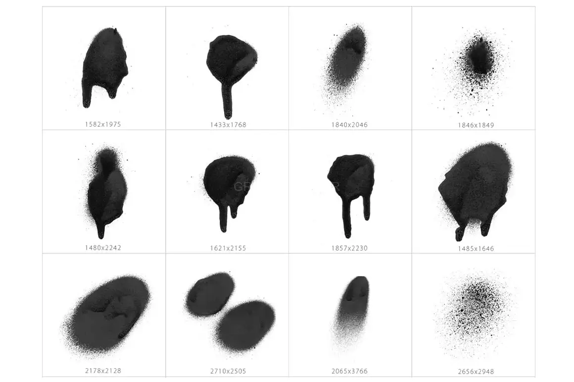 101 Spot&Blob Spray Photoshop Stamp Brushes