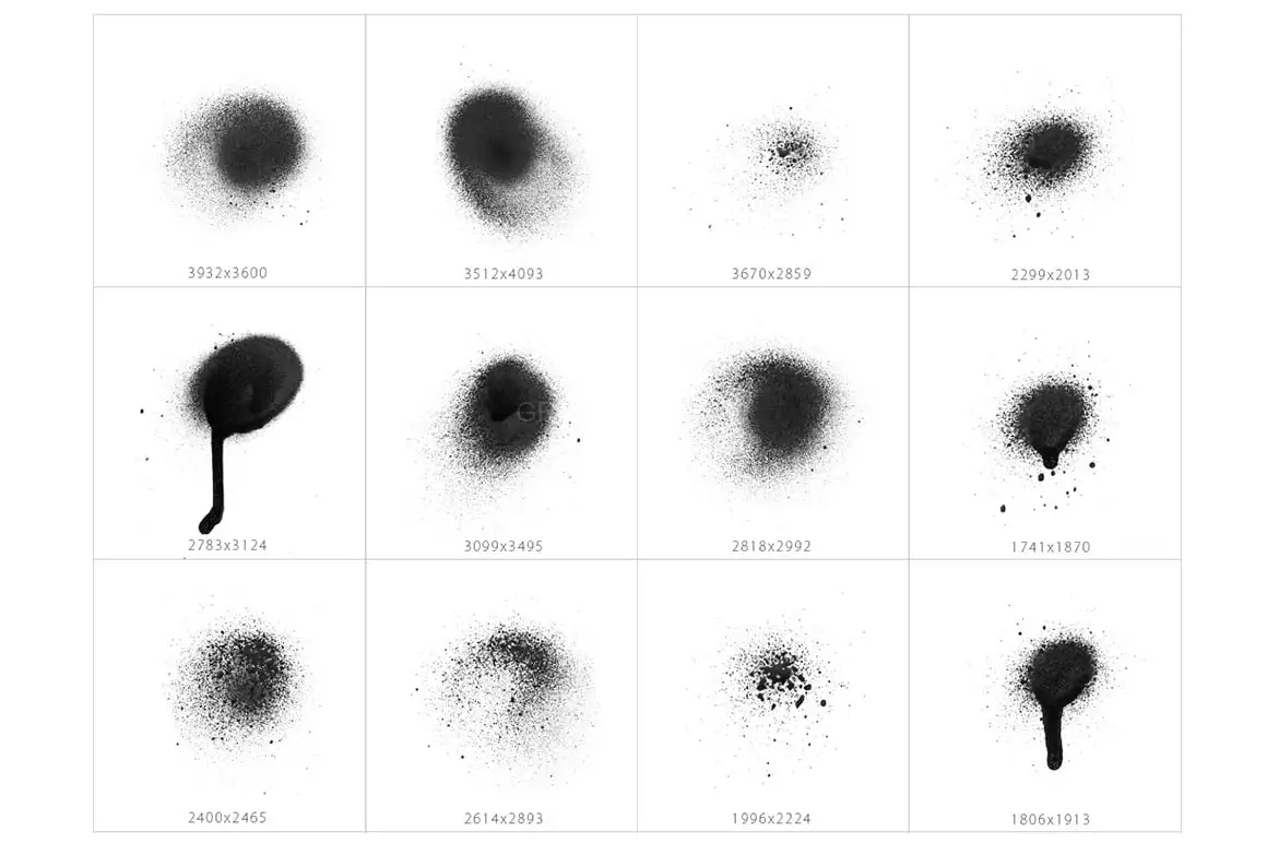 101 Spot&Blob Spray Photoshop Stamp Brushes