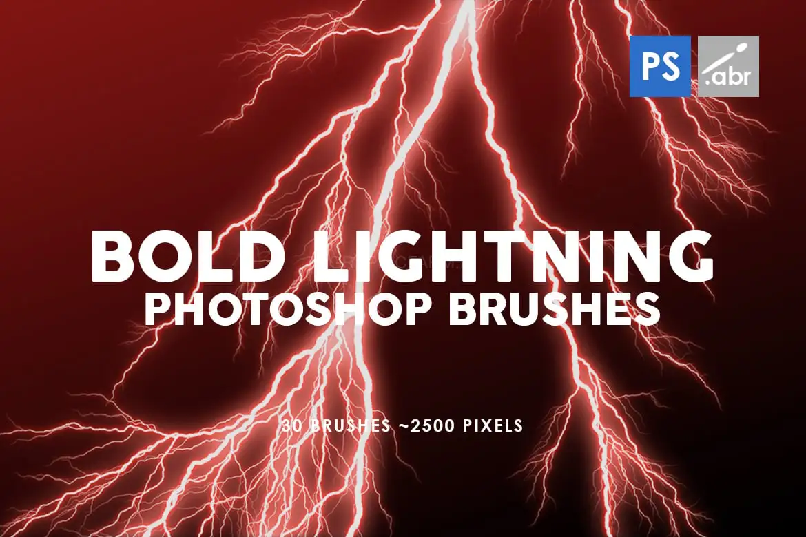 30 Bold Lightning Photoshop Stamp Brushes