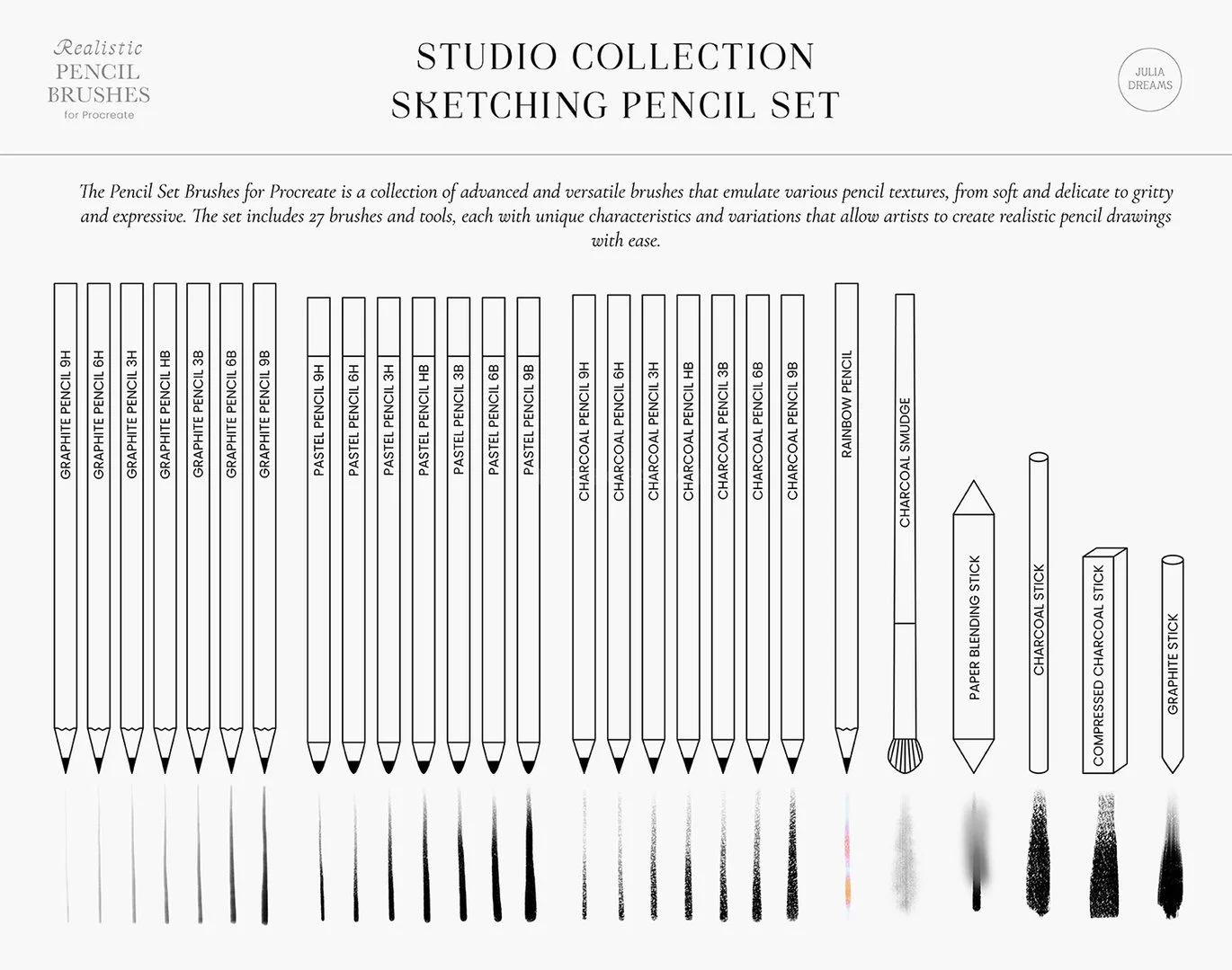 Realistic Pencil Procreate Brushes