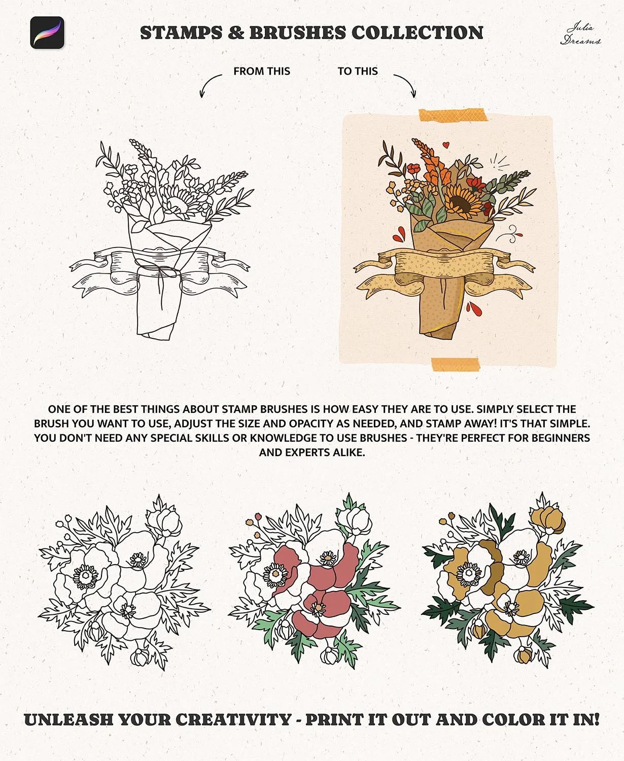 Stamp Brushes Procreate Flowers Frames Floral
