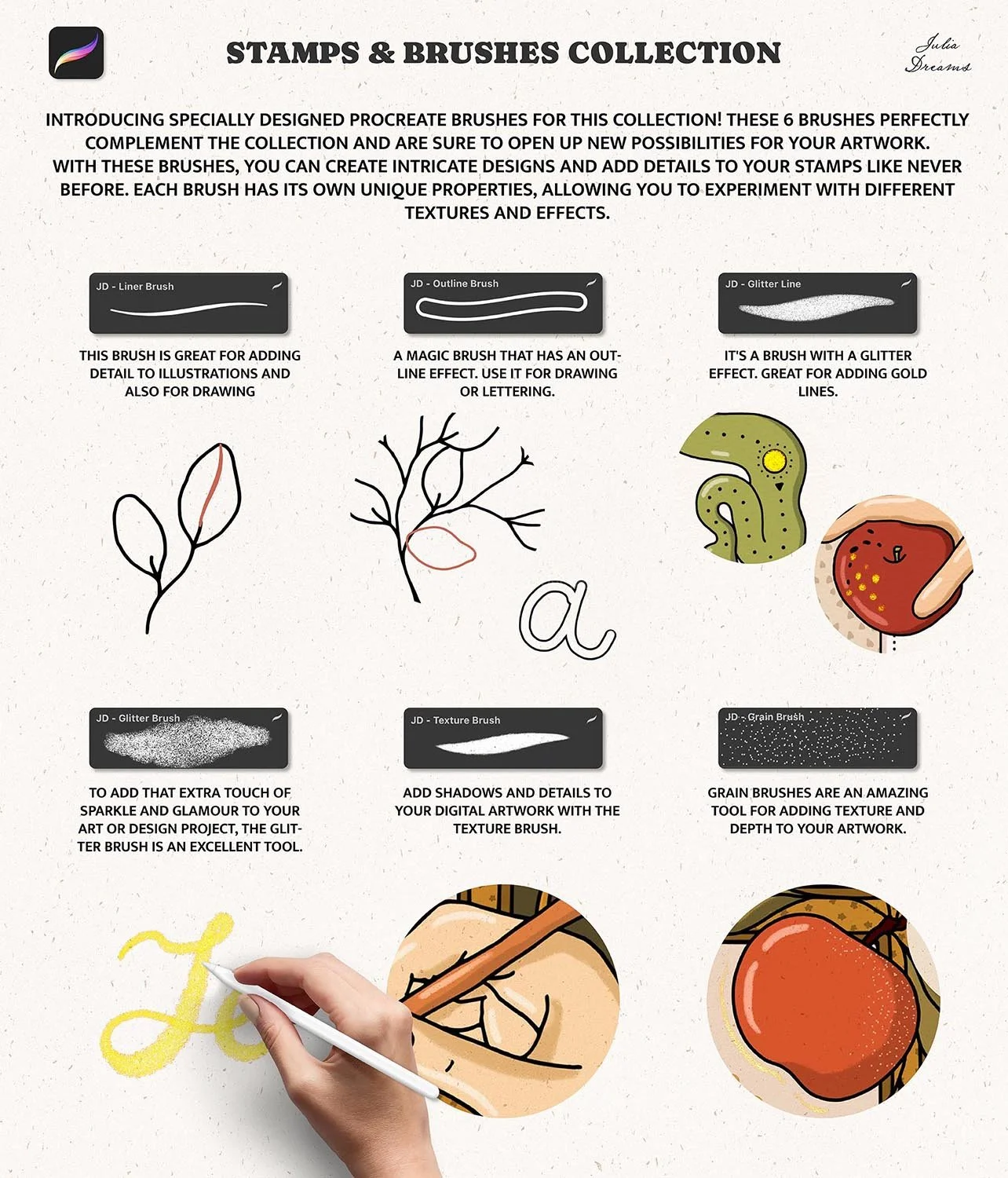 Stamp Brushes Procreate Flowers Frames Floral