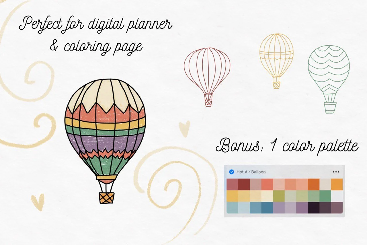 Hot Air Balloon Stamp Brushes Procreate