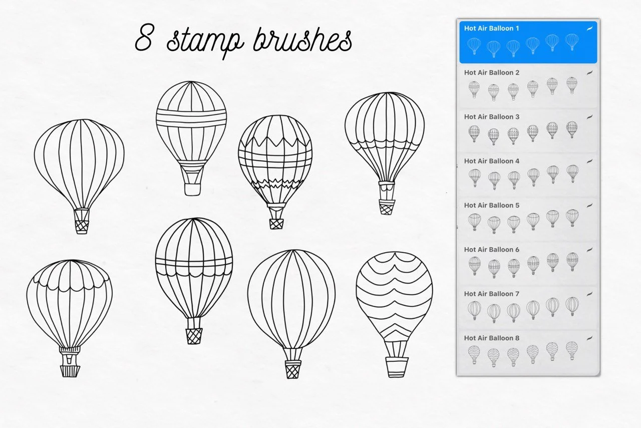 Hot Air Balloon Stamp Brushes Procreate