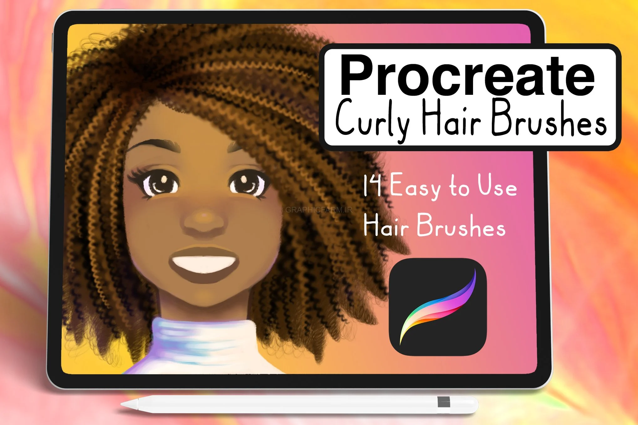 Curly Hair Brushes For Procreate (Curly Hair Set)
