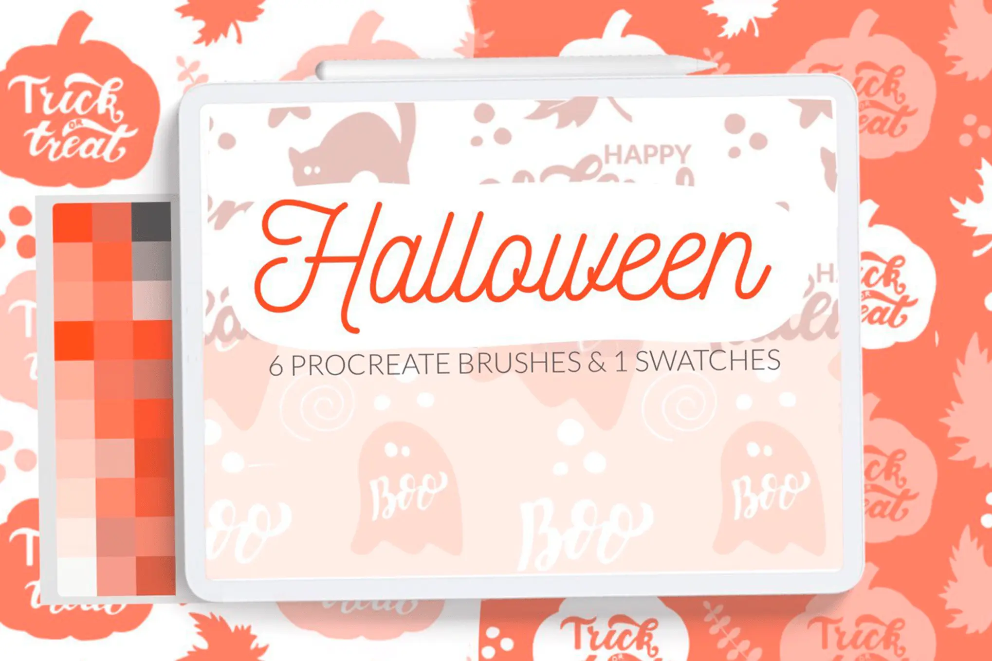 Halloween Pattern Brushes Pumpkin, Ghost, Bat