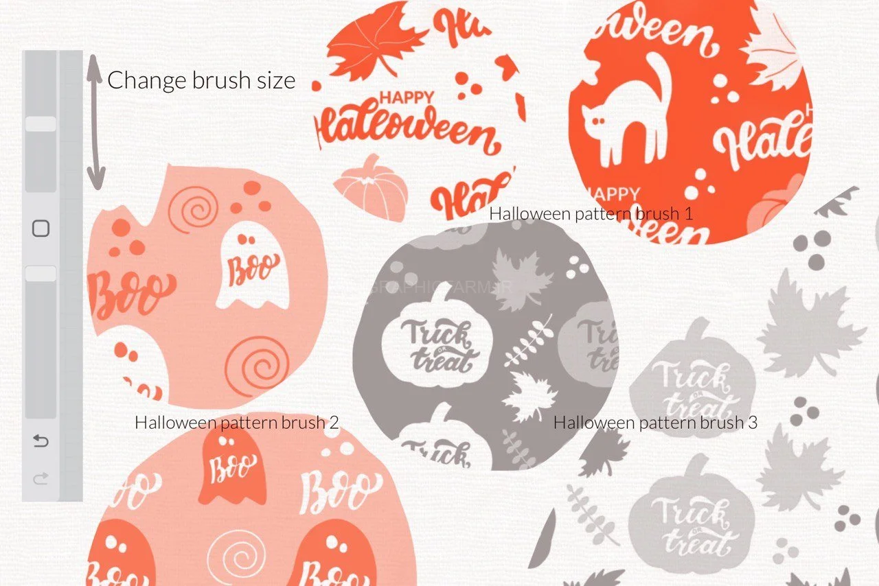 Halloween Pattern Brushes Pumpkin, Ghost, Bat