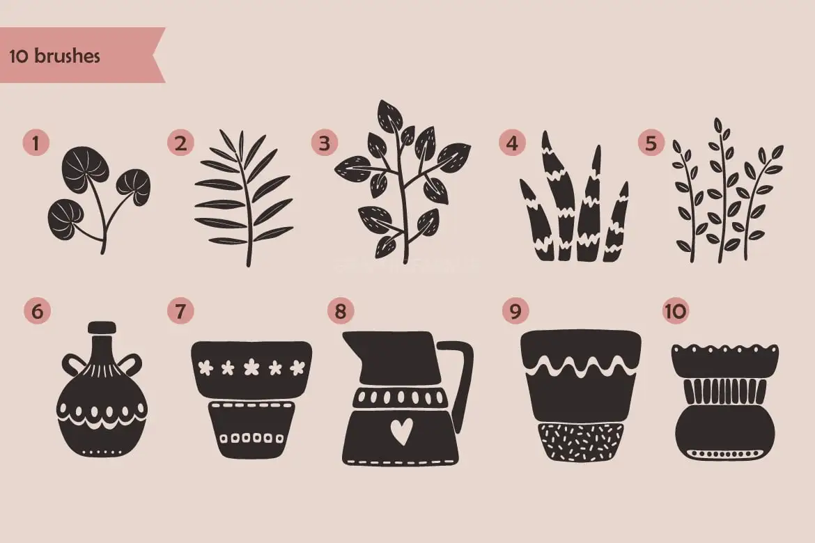 Stamp Brushes For Procreate. House Plants