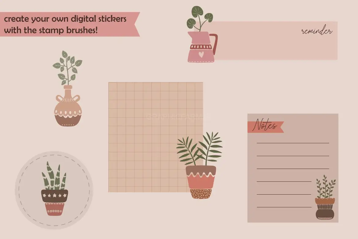 Stamp Brushes For Procreate. House Plants