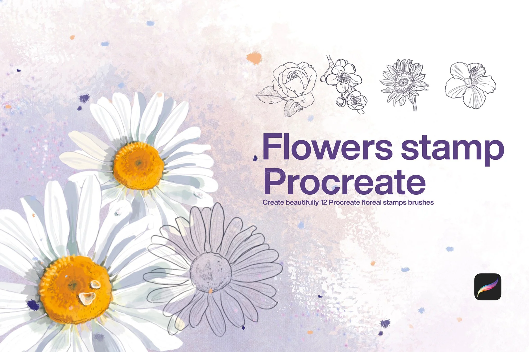 10 Flowers Stamps Procreate