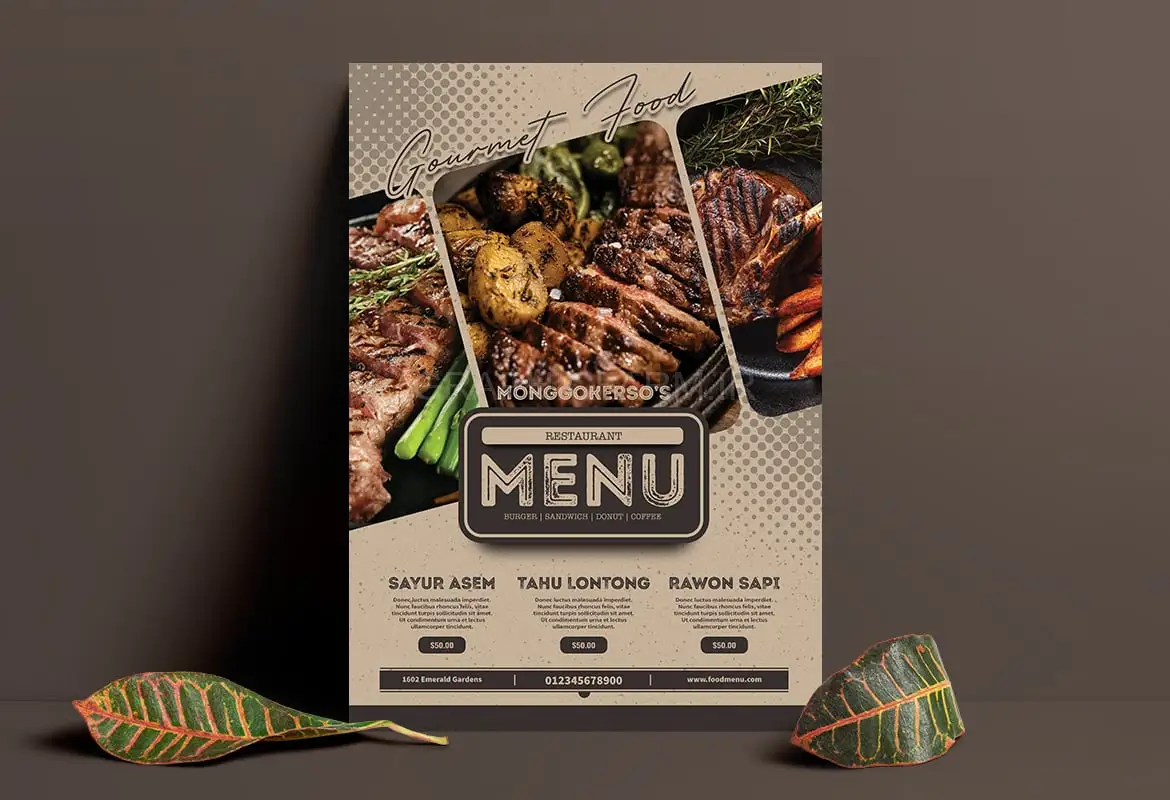 Vintage Savory Restaurant Food Menu