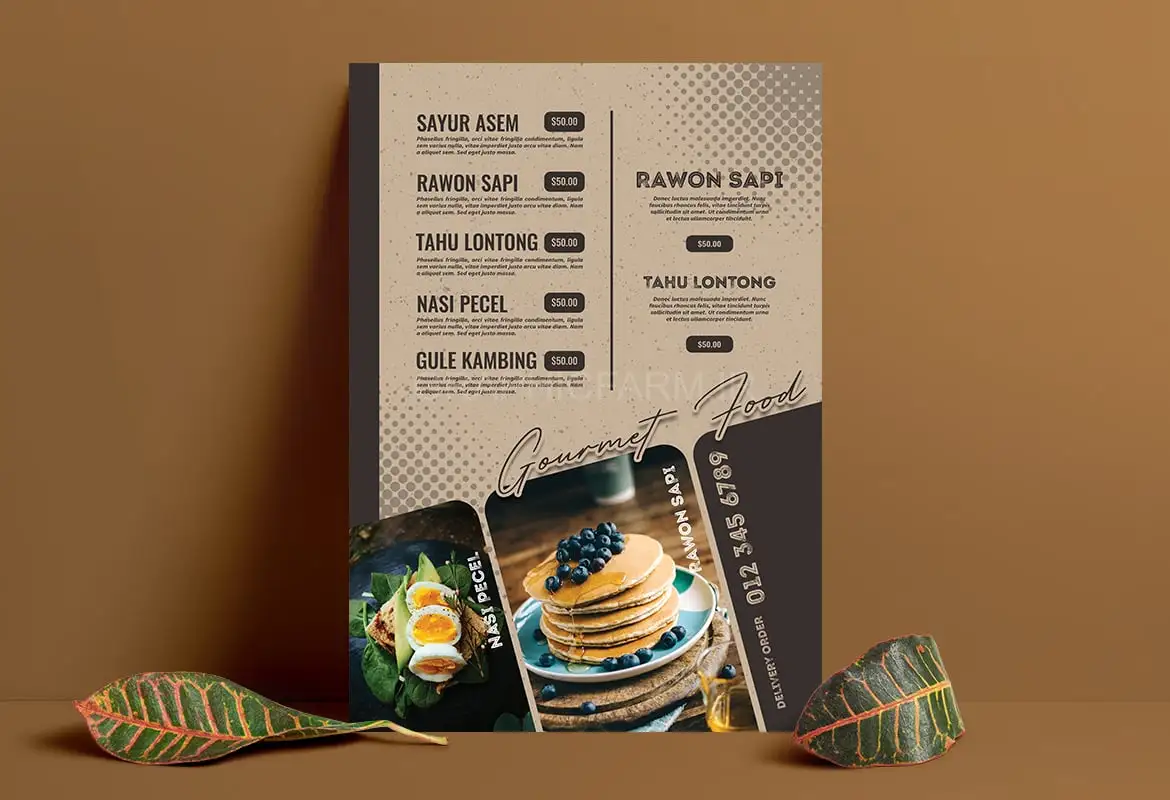 Vintage Savory Restaurant Food Menu