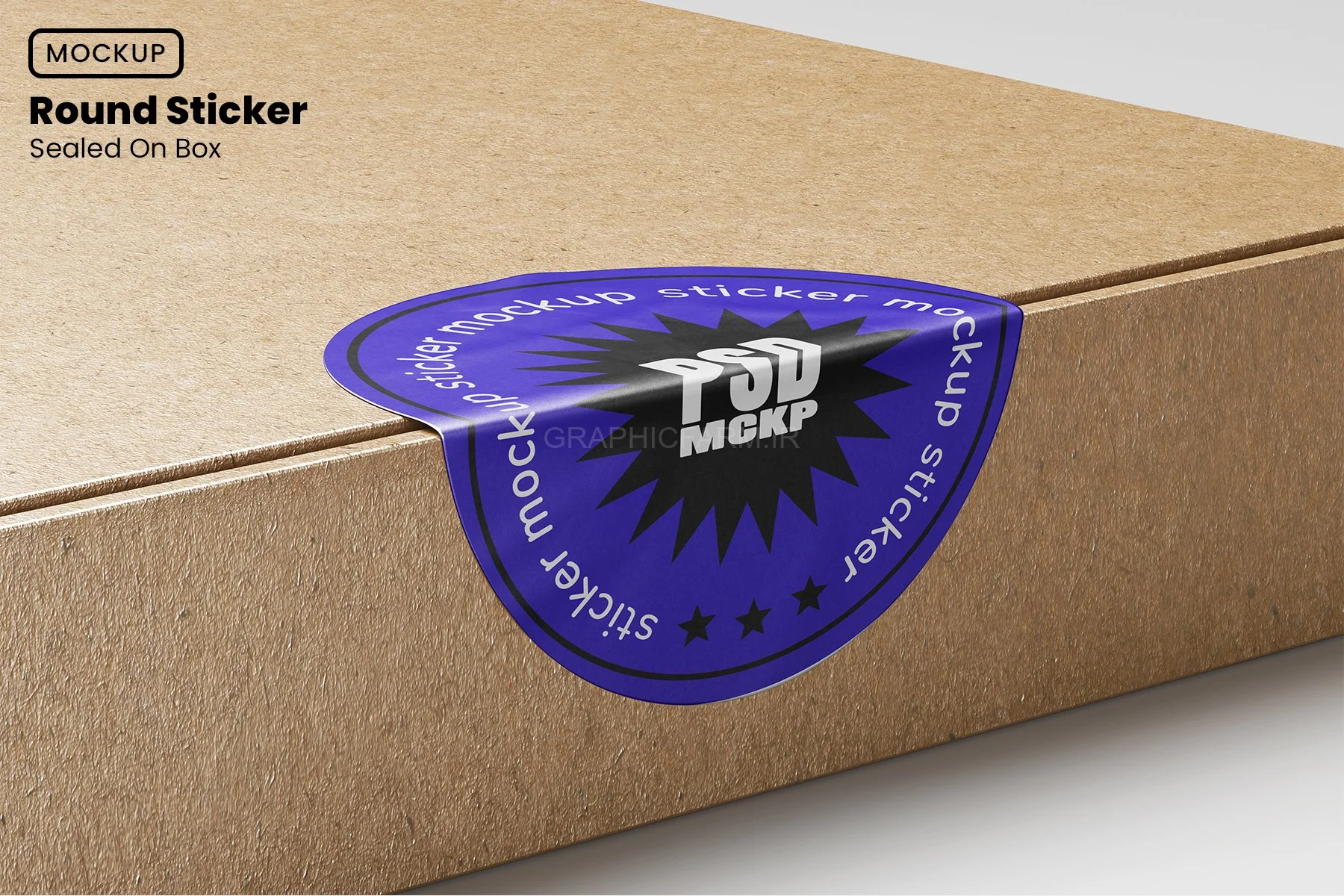 Round Sticker Sealed On Box Mockup