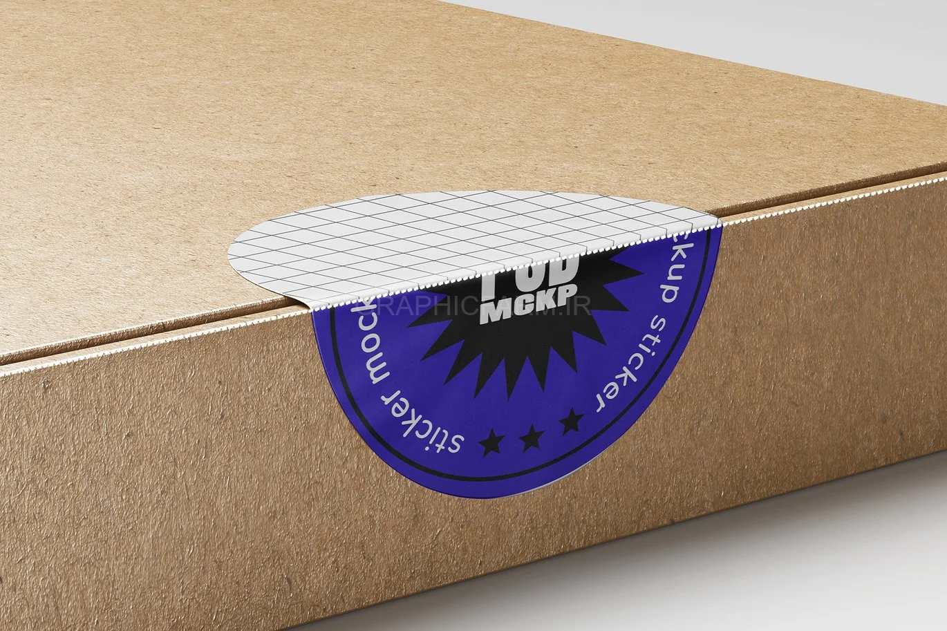 Round Sticker Sealed On Box Mockup