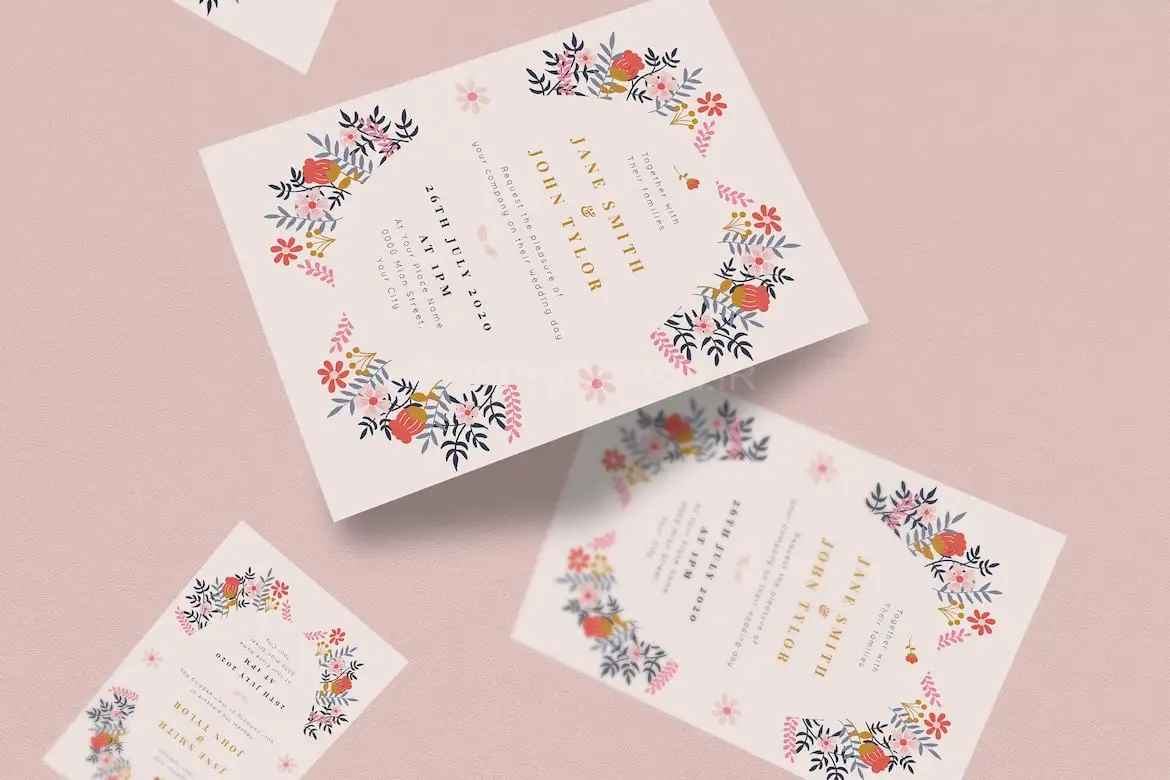 Floral Wedding Invitation Pack