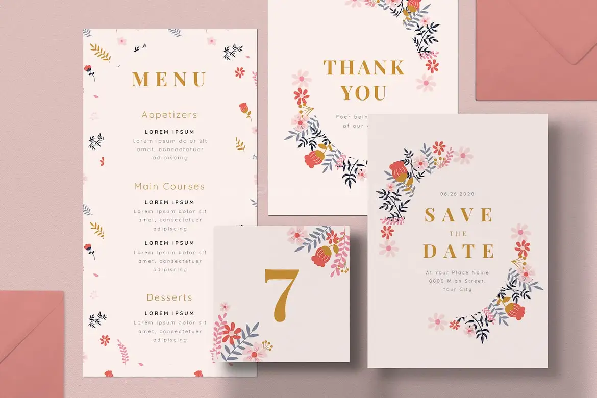 Floral Wedding Invitation Pack
