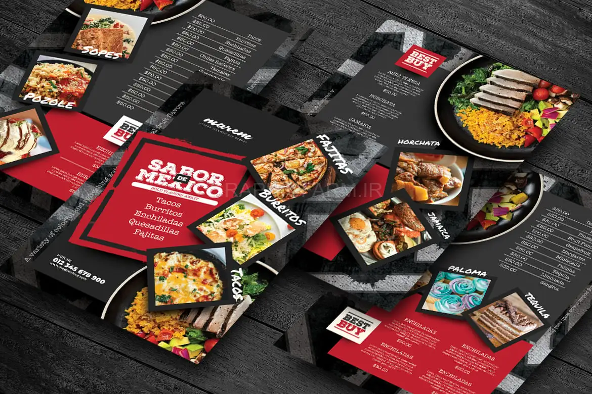 Black Mexican Food Menu