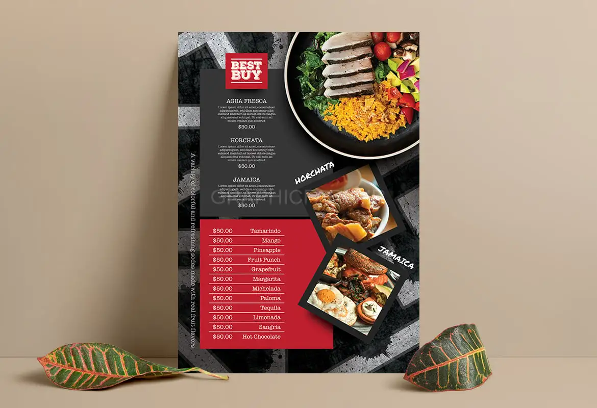 Black Mexican Food Menu