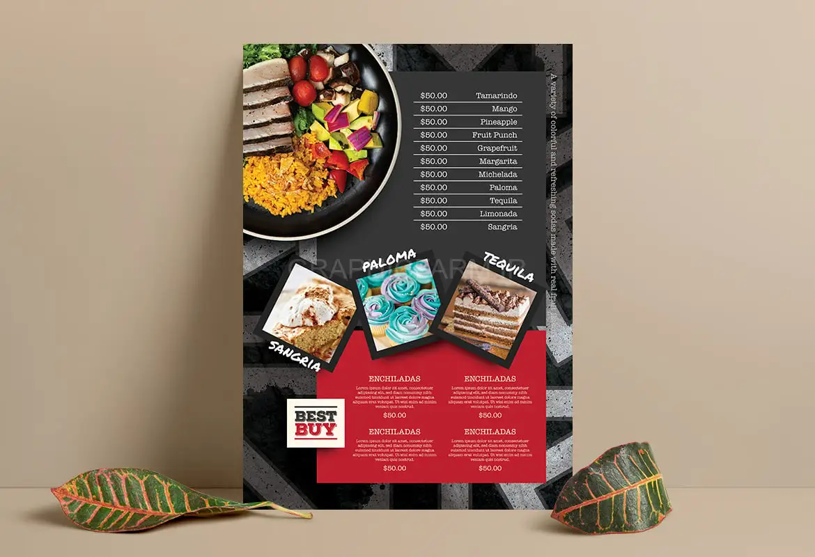 Black Mexican Food Menu