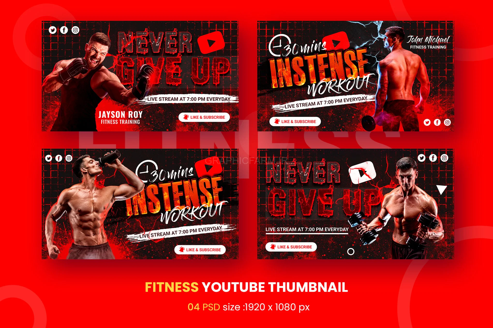 Gym Fitness Youtube Thumbnail Template