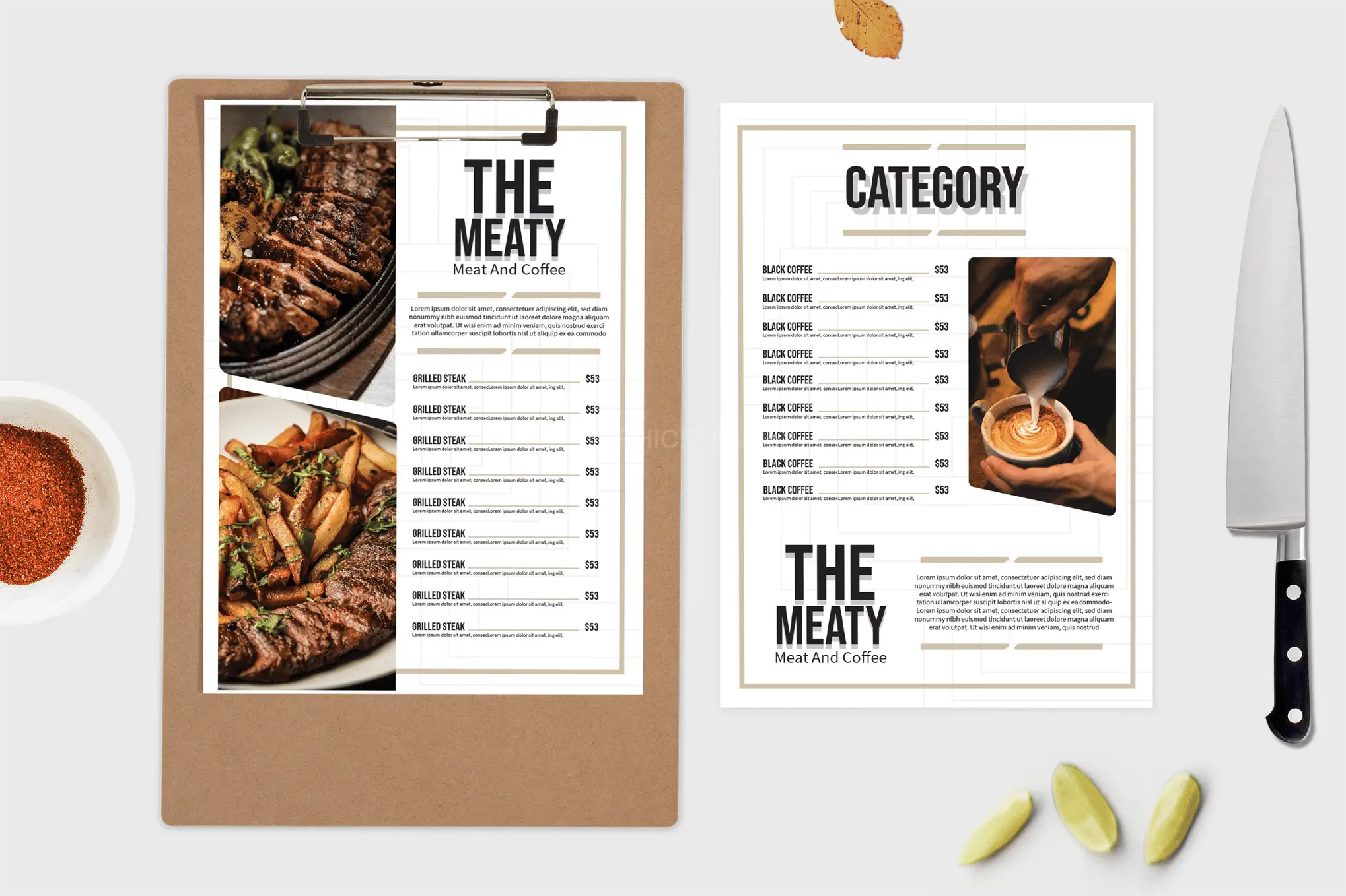 Steak House – Food Menu Template