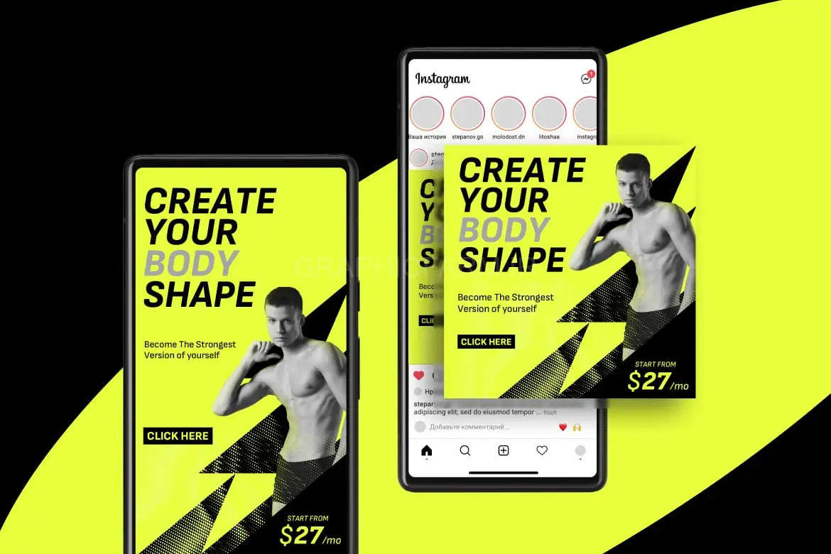 Healthy Fitness Google Ads Banner PSD