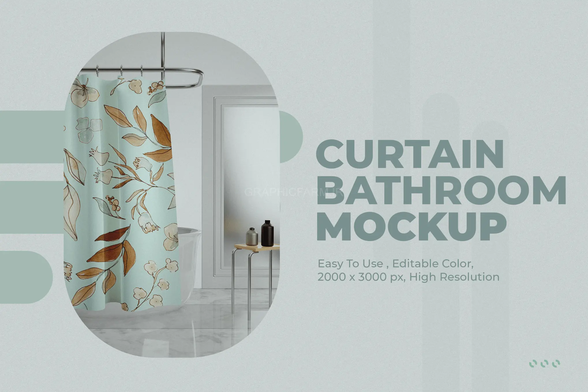 Clean Curtain In Bathroom Mockup - AS
