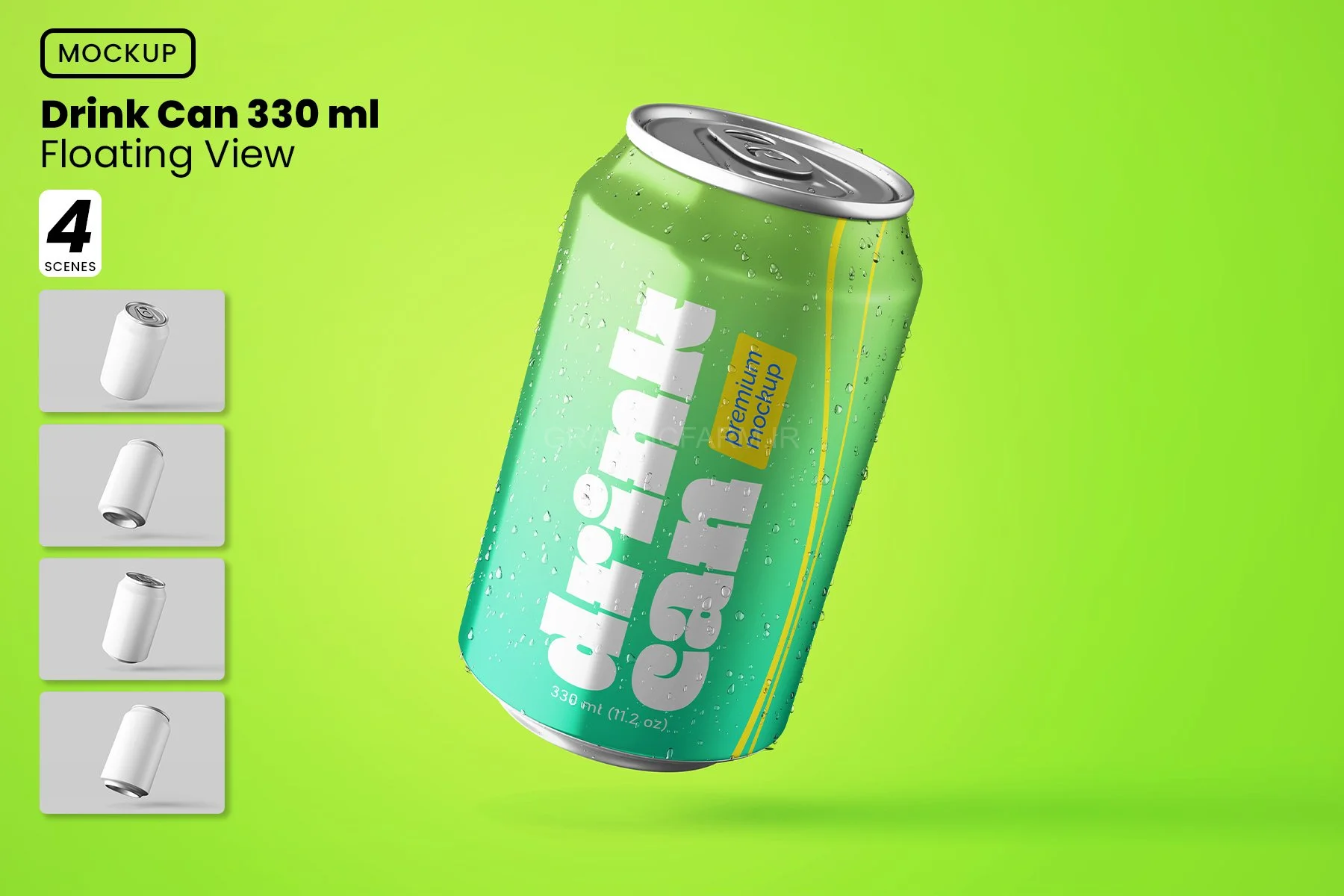 Drink Can 330ml Mockup - Floating View