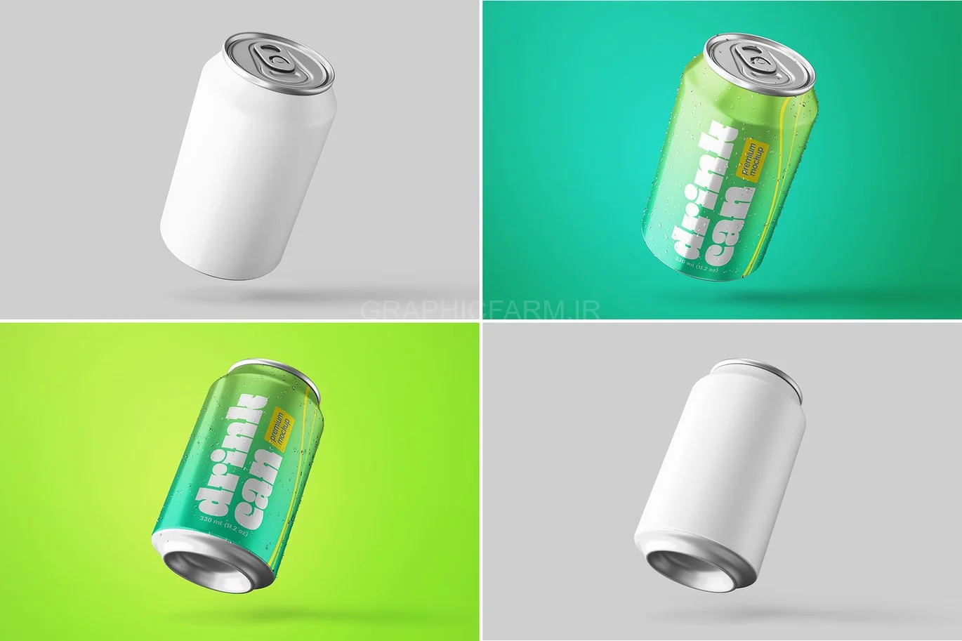 Drink Can 330ml Mockup - Floating View