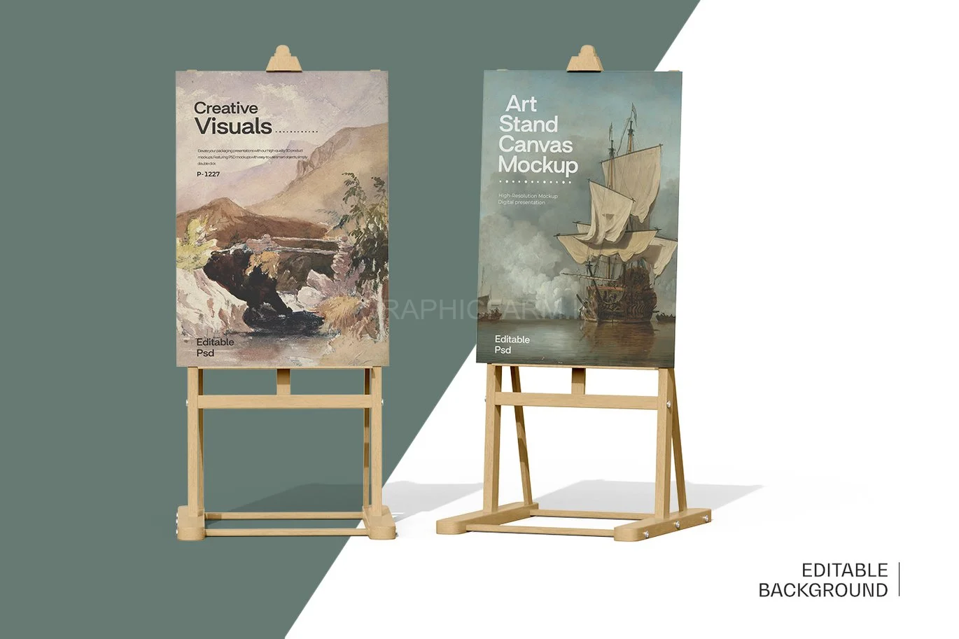 Easel And Canvas Mockup