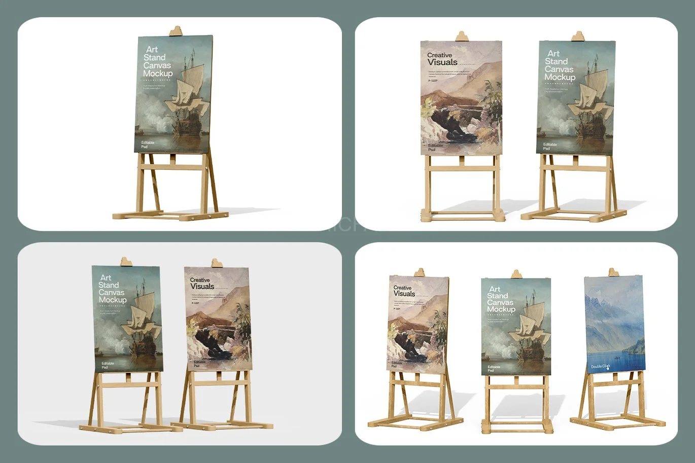 Easel And Canvas Mockup