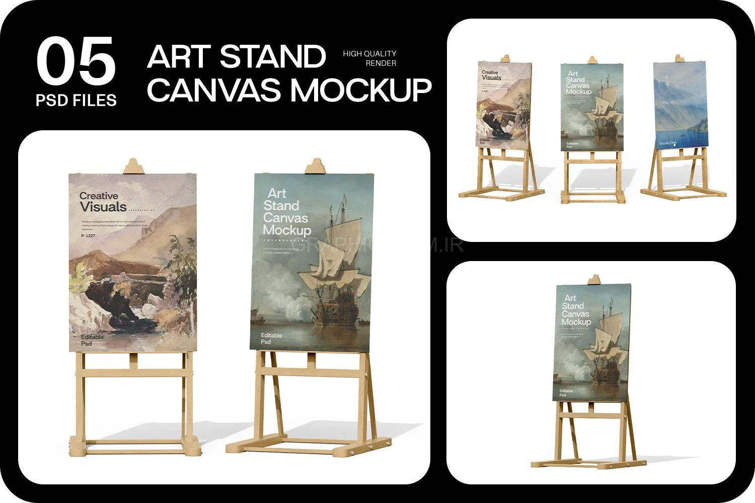 Easel And Canvas Mockup
