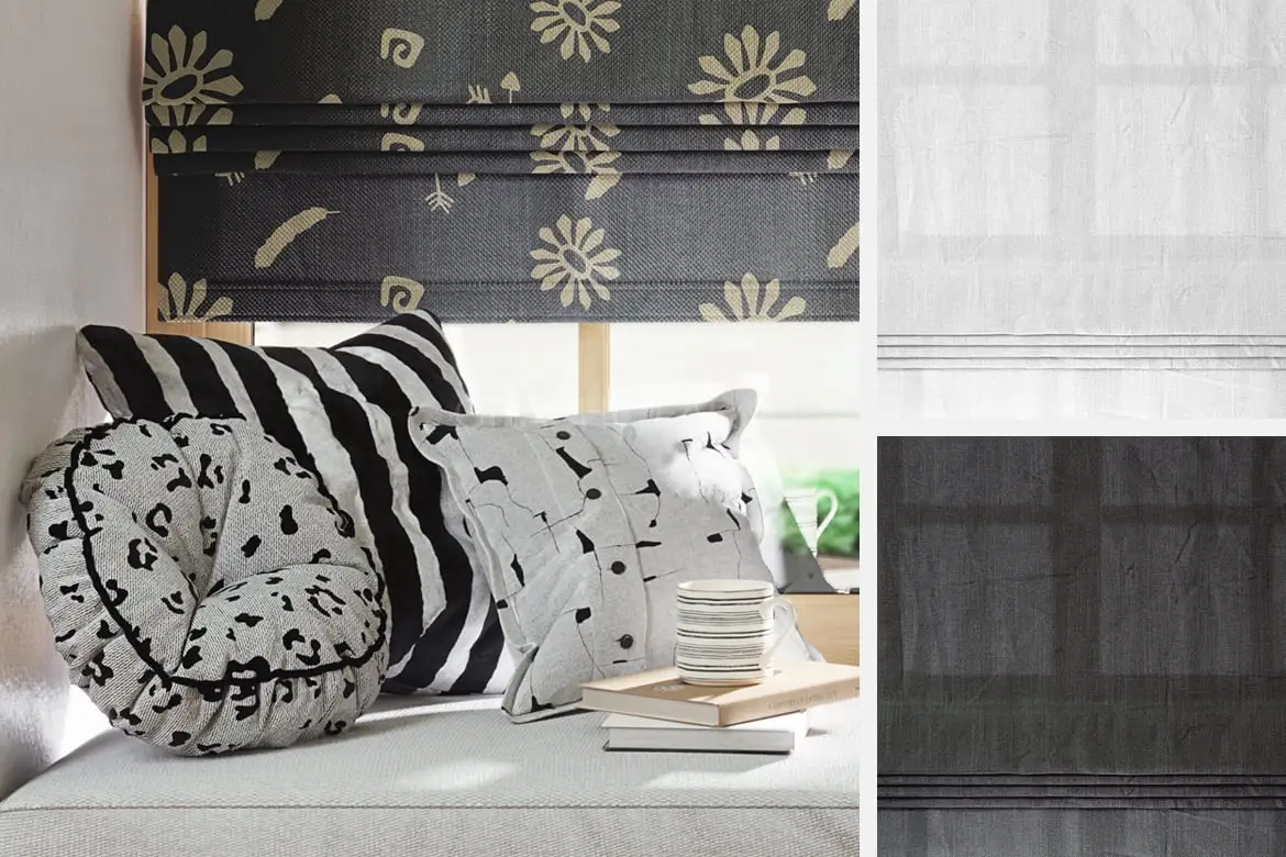 Roman Blind On Window With Wide Windowsill Mockup