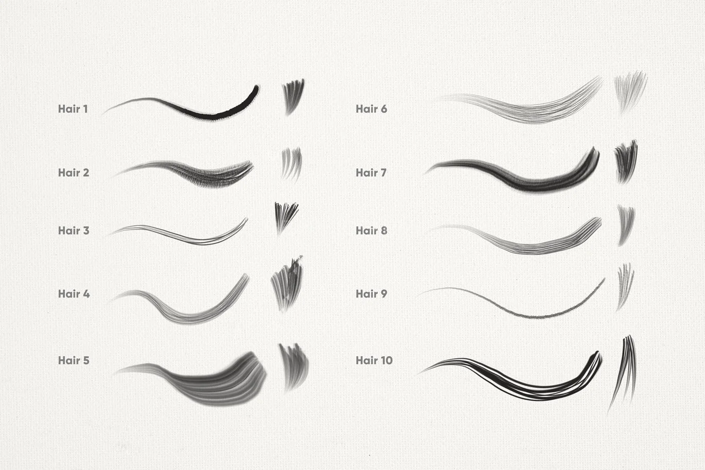 10 Hair Brushes Procreate