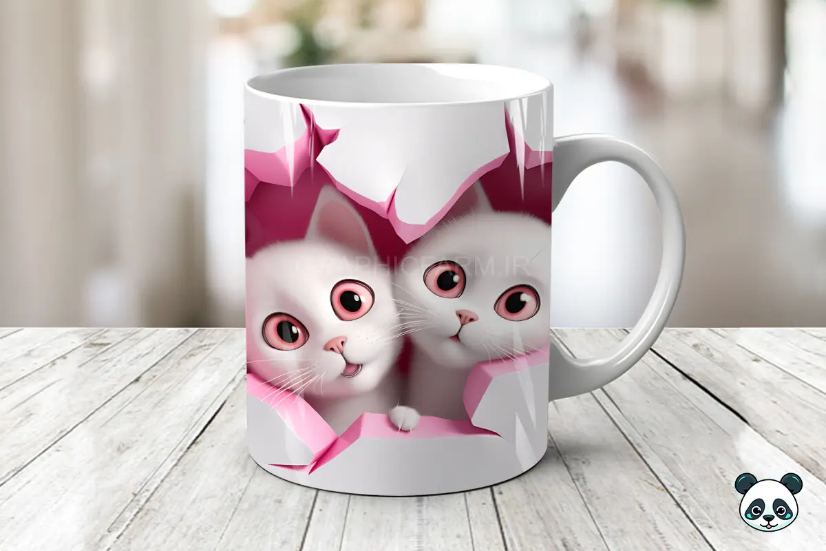 Pink Valentine Couple Cat 3D Mug Wrap