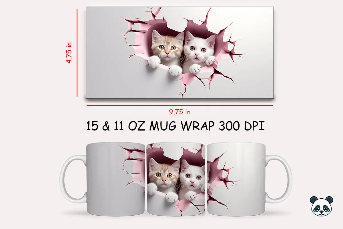Pink Valentine Couple Cat 3D Mug Wrap