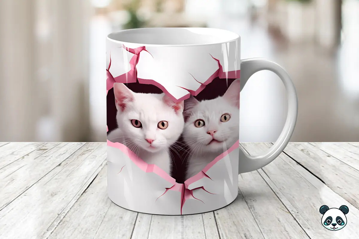 Pink Valentine Couple Cat 3D Mug Wrap