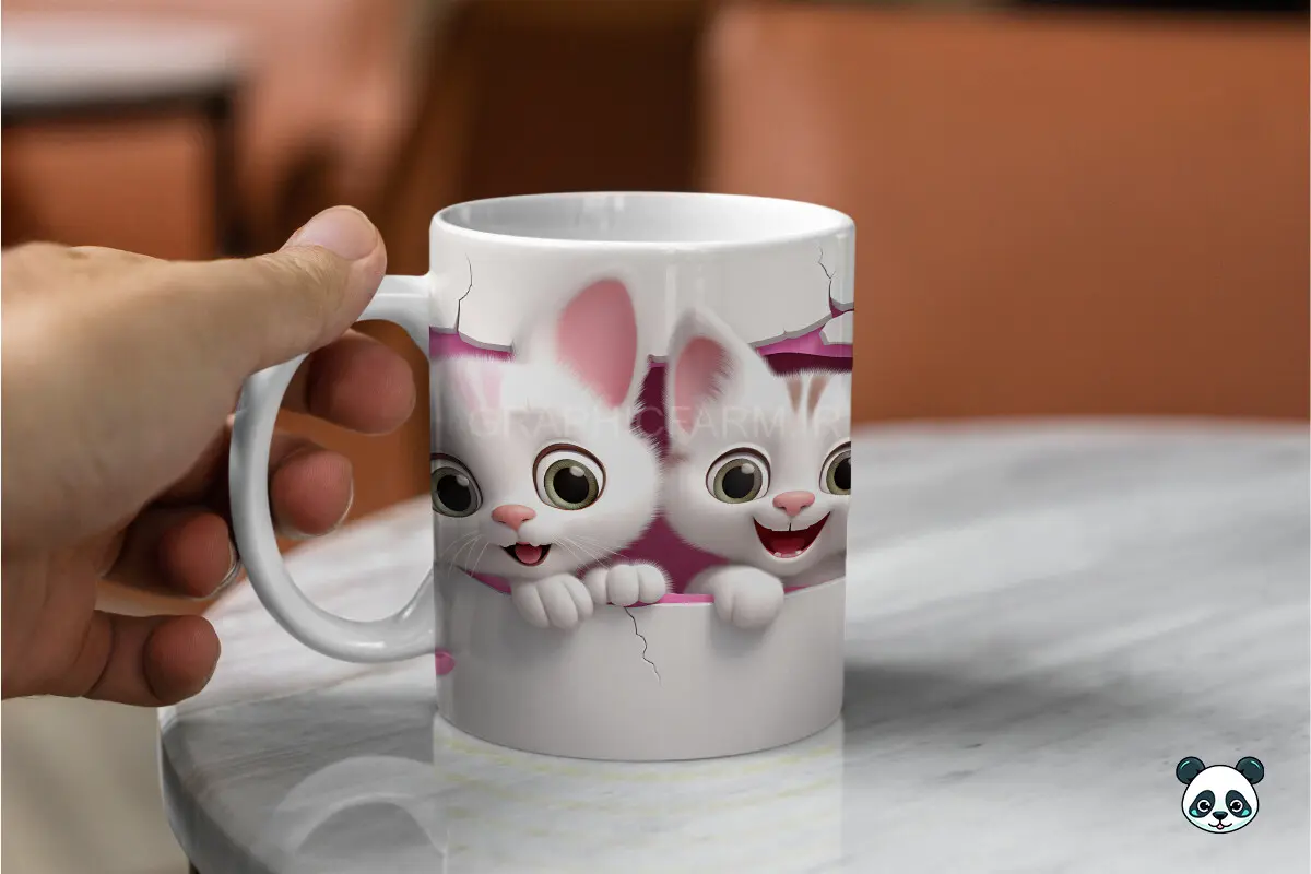 Pink Valentine Couple Cat 3D Mug Wrap