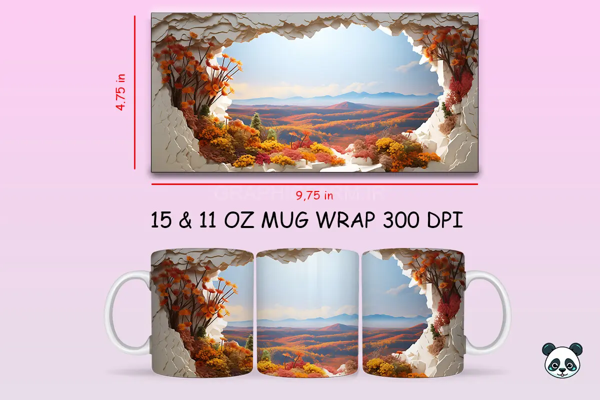 3D Landscape Mug Wrap Sublimation Bundle