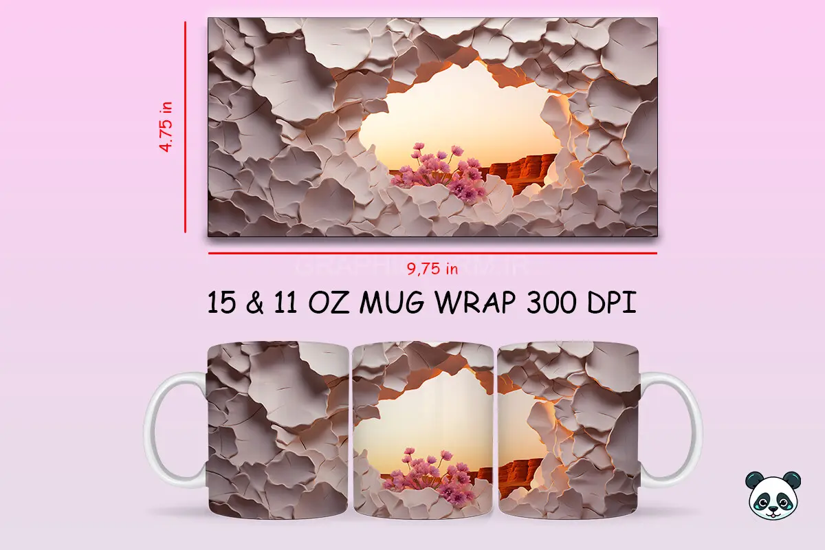 3D Landscape Mug Wrap Sublimation Bundle