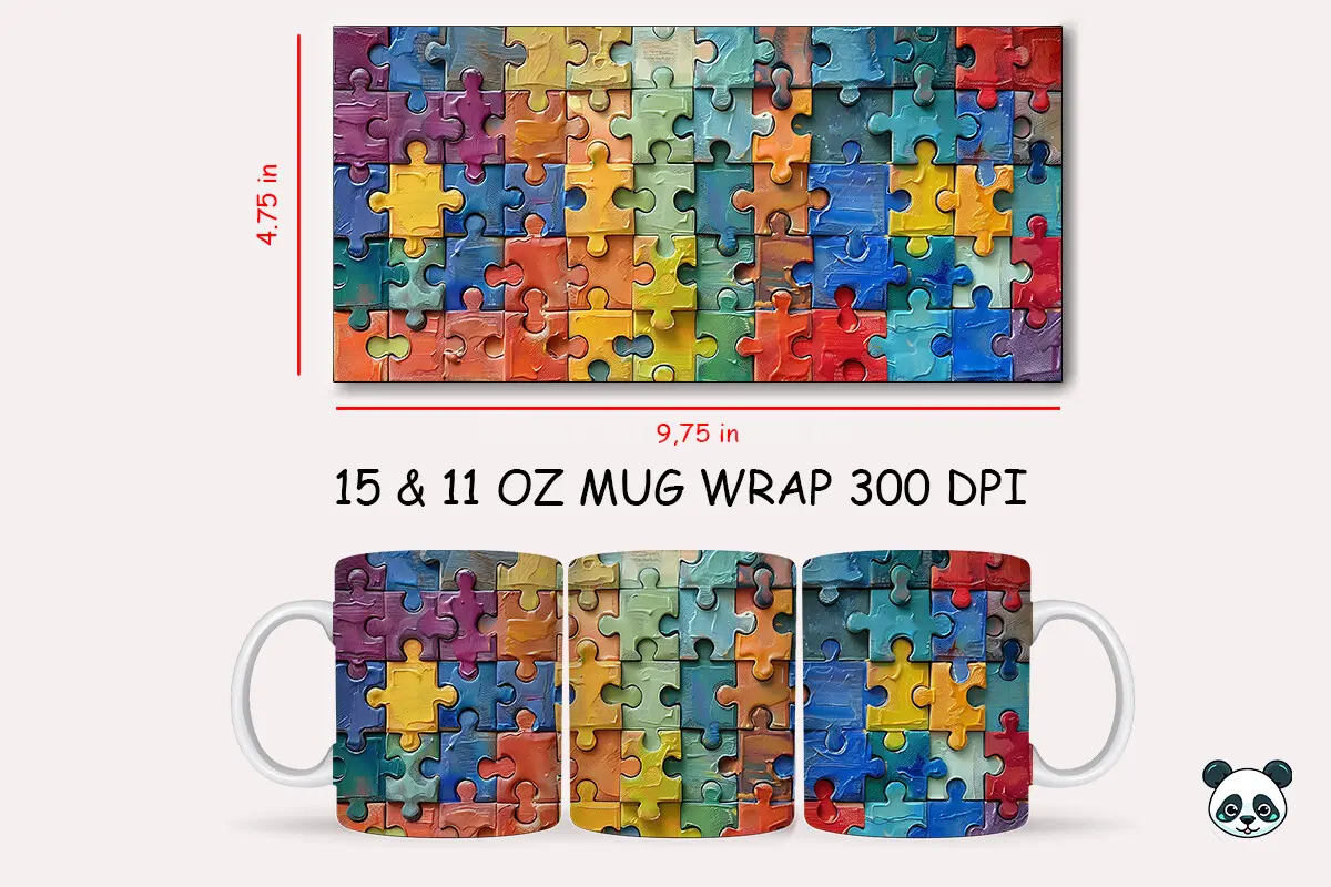 Colorful Puzzle Jigsaw 3D Mug Wrap