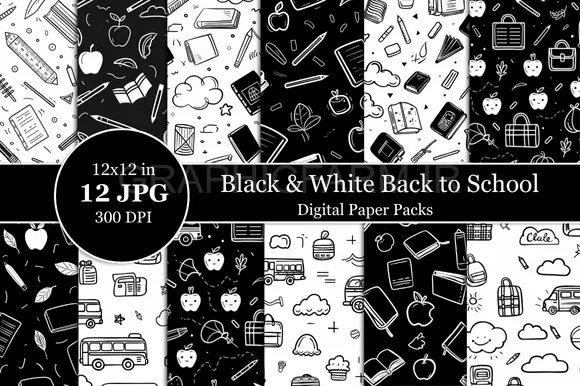 Doodle Back To School Digital Paper