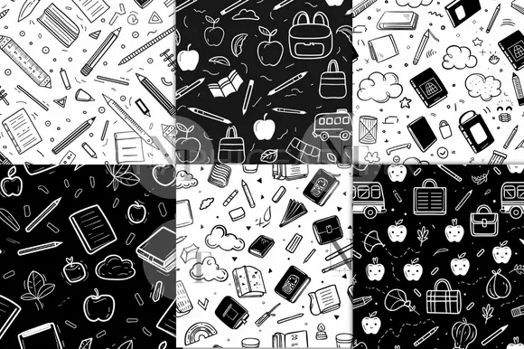 Doodle Back To School Digital Paper