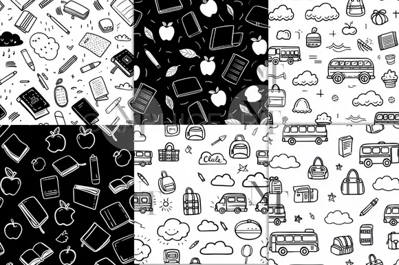 Doodle Back To School Digital Paper