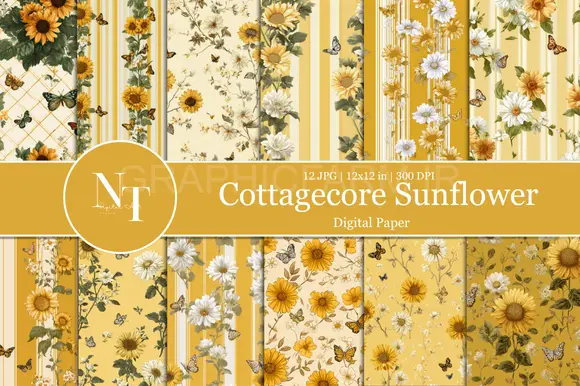 Cottagecore Sunflower Digital Paper